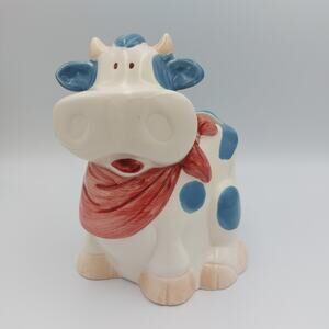 Vintage Cow Utensil Holder Cooks Tools Ceramic Canister Jar